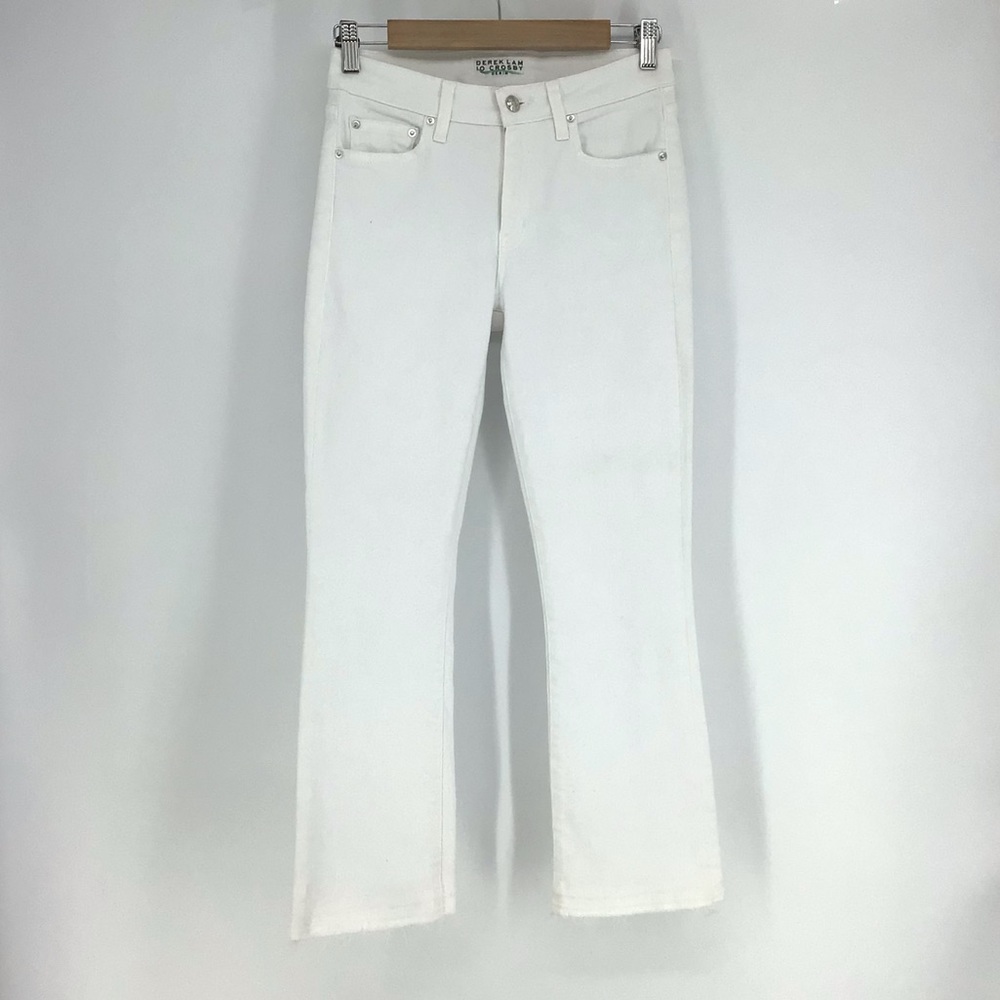 Derek Lam 10 Crosby Gia White Cropped Flare Jeans